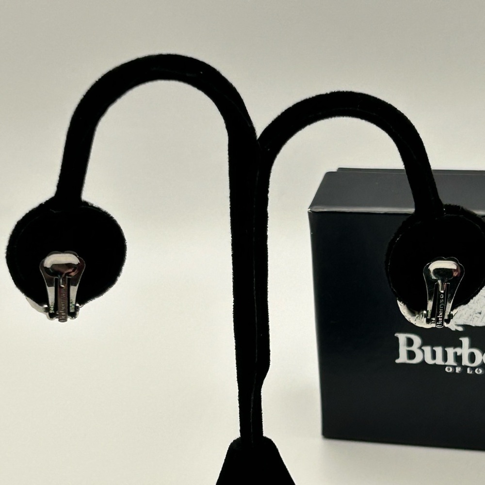 Burberrys Navy Blue and Silver Clip Earrings - Picture 5 of 6